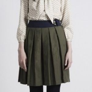 Dear Creatures Olive Green Pleated Skirt
